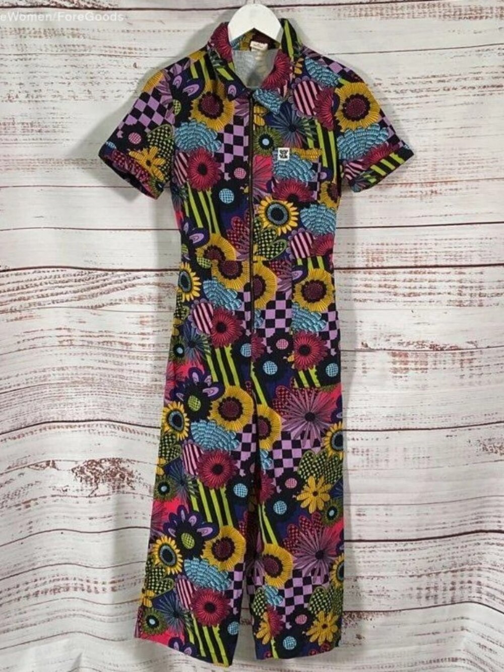 Lucy & Yak L.E. Ragan Jumpsuit Dreams Over Reality Print UK 8 / US 4, Petite - Picture 6 of 7